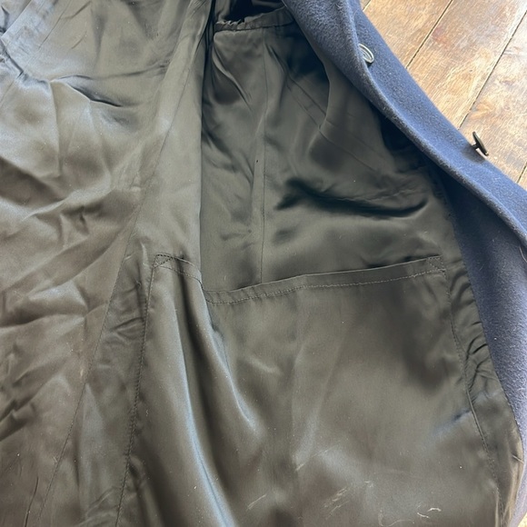 Vintage Franco’s Navy Wool Trench Length Pea Coat Large - Picture 7 of 9